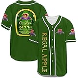 Green Original Crown Fan Baseball Jersey Shirt, Crown Lovers Baseball Jersey Button Down Sports Uniform for Women Men (XX-Large)