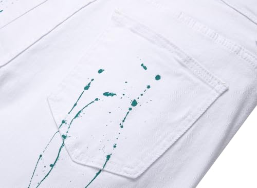 Image of Men's Ripped Slim Fit Jeans Straight Leg Denim Pants