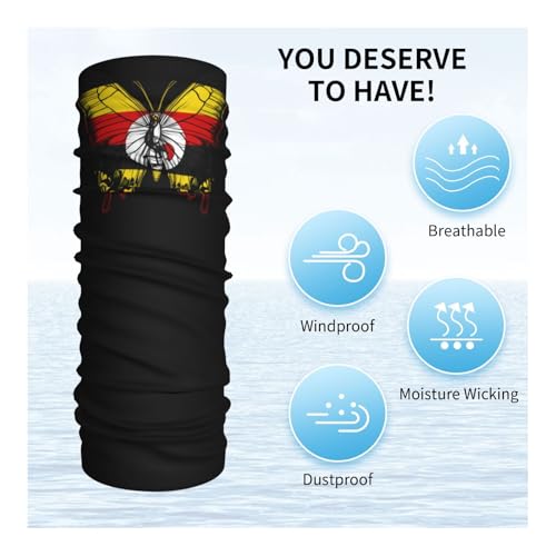 Uganda Ugandans Flag Butterfly Neck Gaiter Balaclava Face Mask for Men Women Patriotic Design Seamless Bandana Cover Scarf Headwear Headband Head Wrap White4