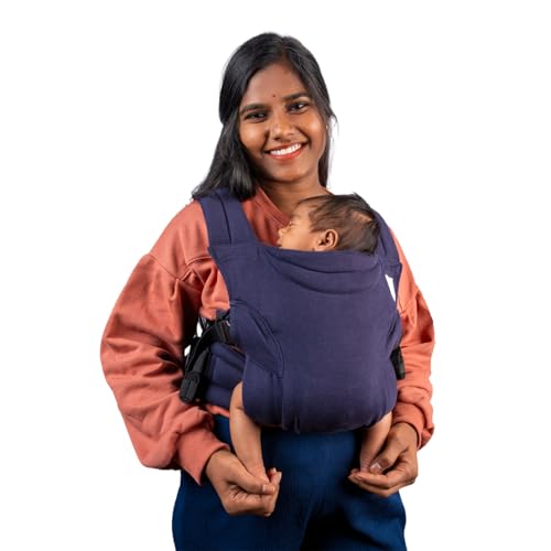 Image of Soulslings Tanu Baby Carrier Cove | Stretchy Baby Carrier for New Born & 0 to 1 Year Baby | Soft Cotton Belt with Ergonomic M Position | Adjustable Infant Carrier with Front & Hip Carry (3-10 Kgs)