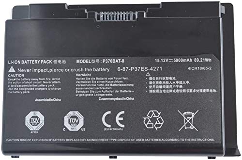 ASKC 89.21Wh P370BAT-8 Laptop Batterie pour Clevo P370EM P370EM3 P370SM P370SM-A P375SM P377SM-A P751ZM Sager NP9380 NP9390 Schenker XMG P722 P723 P724 6-87-P37ES-427 6-87-P37ES-4271
