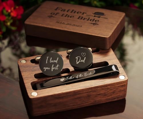 Personalized Cuff Links - Groomsmen CuffLinks - Wedding Gifts - Custom Cufflinks for Him - Round Cufflinks - Anniversary Gift - Wedding Cufflinks & Tie Clip Set4