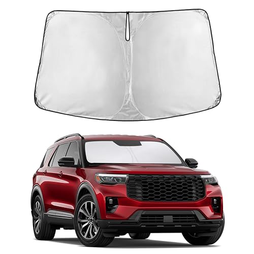 Image of Autovir Windshield Sun Shade Fit for 2020-2024 2025 2026 Ford Explorer Sunshade, Front Car Window Shades Sun Visor, Blocks UV Rays & Heat, Car Accessories