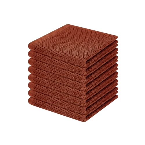 Image of Homaxy 100% Cotton Waffle Weave Kitchen Dish Cloths, Ultra Soft Absorbent Quick Drying Dish Towels, 12 x 12 Inches, 8-Pack, Rust