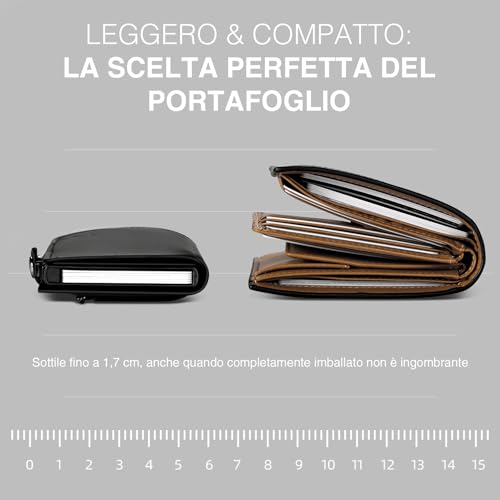 TENBST Portafoglio Uomo Slim, Porta Carte di Credito Uomo Piccolo, Portacarte Uomo con Protezione RFID Anticlonazione, Porta Tessere Uomo con Portamonete, Regalo Uomo Scatola - 2