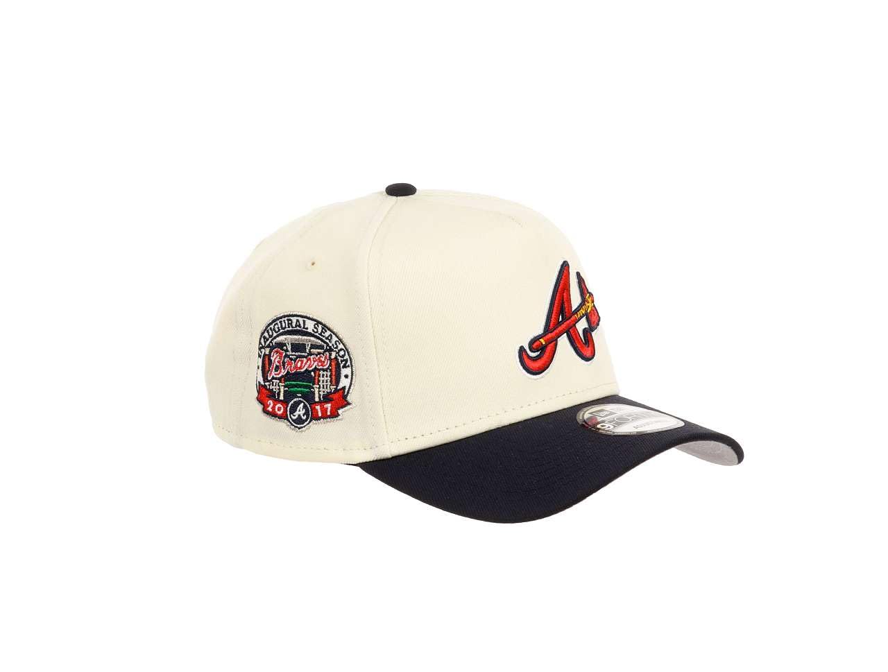 New Era Unisex Atlanta Braves #29585 Atlanta Braves Mlb Inaugural Season 2017 Sidepatch Cooperstown Chrome Black 9Forty A-Frame Snapback Cap