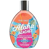 Tan Asz U Aloha Beaches Tanning Lotion, 300X Blue Hawaii Anti-Orange Bronzer, Color-Correcting Blue Bronzing Blend with Peptide Complex, 13.5 Fl Oz