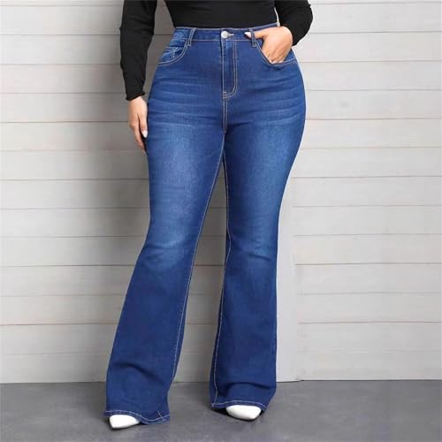 Plus Size Flared Jeans for Curvy Women High Waisted Stretchy Boot Cut Trendy Denim Jeans 5