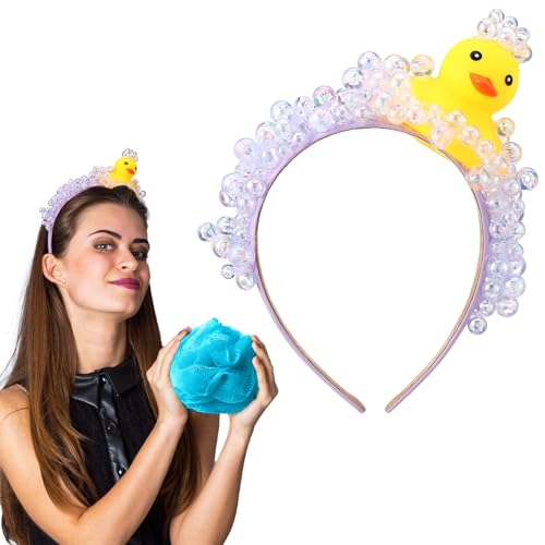 Suncalla Duck and Soap Bubble Headband Loofah and Soap Costume Halloween Cosplay Party Hair Accessory Shower Loofah Halloween Costume Attire Accessory Fun Headband for Adult Role Play Funny Carnival