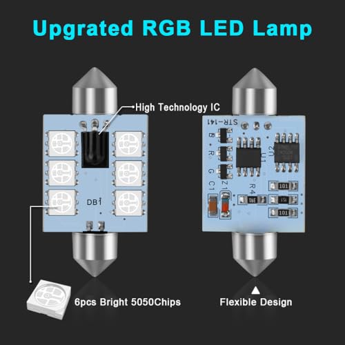 Bombillas LED Multicolor 578 RGB 42mm Pack 4 miniatura 2