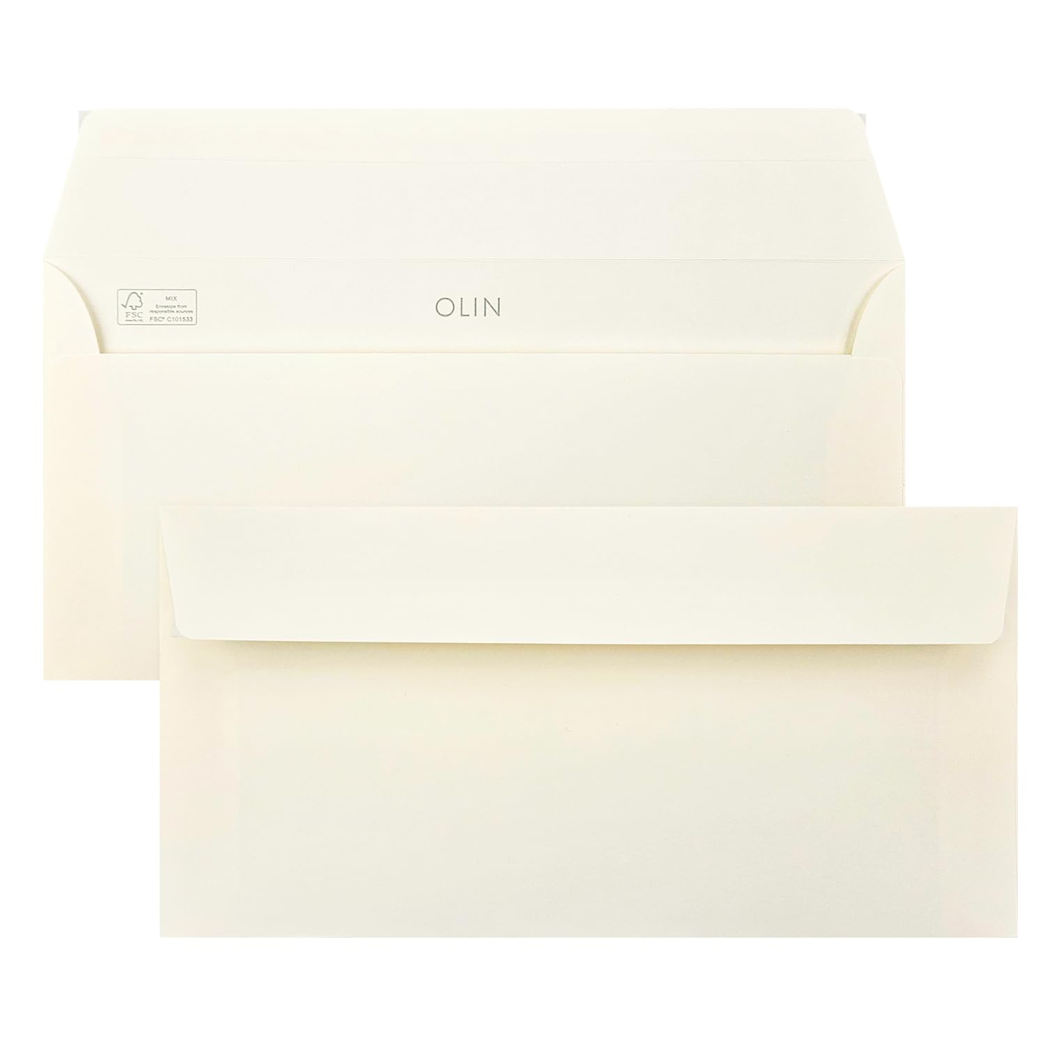 Netuno 500 kopert kremowych DIN długie 110 x 220 mm 120 g Olin Cream długie koperty bez okienka eleganckie koperty ekologiczne na zaproszenia na wesele, Boże Narodzenie, urodziny, koperty DL