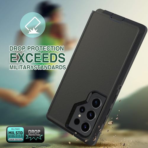 Image of Case for Galaxy S23 Ultra, Heavy-Duty Tough Rugged Shockproof Drop Protective Cover Cases for Samsung Galaxy S23 Ultra, Black