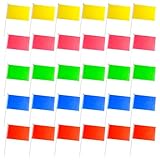 Paquete de 30 banderas pequeñas de 12,7 x 20,3 cm, color liso, en blanco, hechas a mano, pequeñas banderas en miniatura para graffiti DIY, bandera de sublimación en blanco, rojo, amarillo, azul, verde