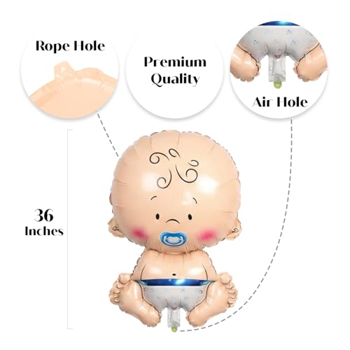 Image of Just Party Baby Shower Decoration Kit, Boy ? Girl - Pack of 5 | Balloons for Baby Shower Decoration |Baby Boy and Baby Girl Figure Foil Balloons | Boy ? Girl Foil Balloons