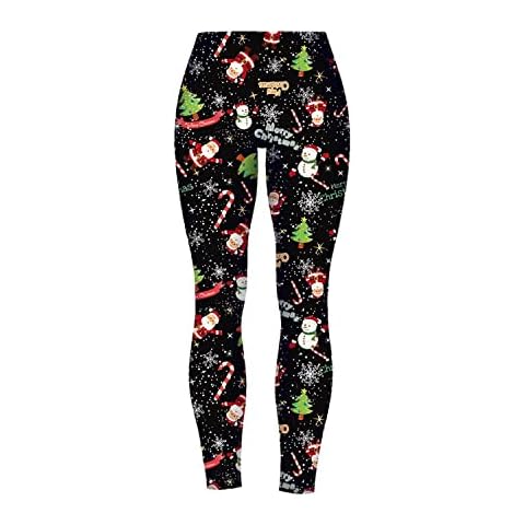 NetSetUK Christmas Leggings Design 2 20-22 | Women's Ladies Christmas Leggings Xmas Santa Print Ankle Length Skinny Leggings Cover