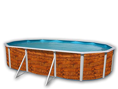 Piscine ETNICA ovale déco bois 6.40 x 3.66 x 1.20m TOI 8117