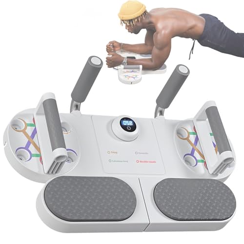 Mavdecll Ayuda De Soporte De Plancha Multifunción, Tabla De Soporte De Flexiones, con Bandas De Resistencia, Funciones De Conteo Y Sincronización, Herramienta De Entrenamiento Muscular