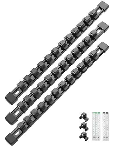ALOANES 3PC ABS Socket Organizer, Socket Rails Fit 1/2 inch...
