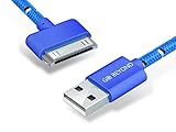 Go Beyond (TM) 3 Feet 30 Pin Fabric Braided Nylon Premium Durable USB Charging/Data Sync Cable for Apple iPod, iPhone, and iPad (SHIPPED IN SAME BUSINESS DAY.) (3FT Blue Nylon Cable)