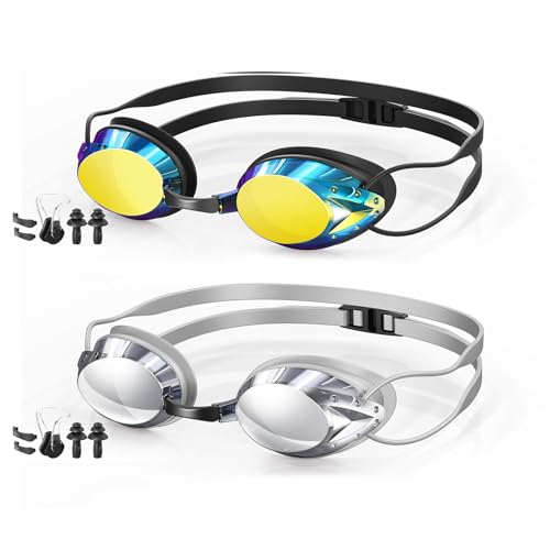 HMTIY Swim Goggles, 2-Pack Anti Fog Swimming Goggles for Adult