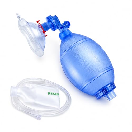 Adult/Child CPR Manual Resuscitation Training Kit - Includes 1 Adult/Child CPR Training Mask, 1 Adult/Child Bag Valve Squeeze Bag, 1 Reservoir Bag and 1 Oxygen Line - BVM Ambu Bag kit