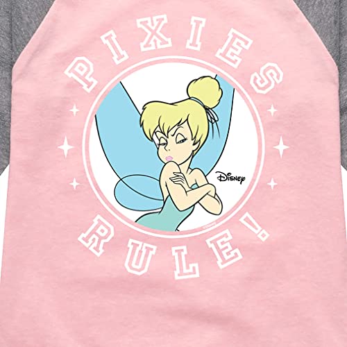 Disney Tinker Bell - Pixies Rule - Toddler and Youth Girls Raglan Graphic T-Shirt - Size Medium3
