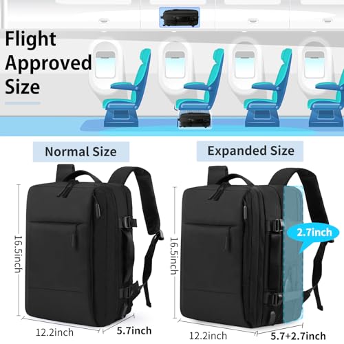Travel Backpack 15.6 inch Flight Approved Carry On Luggage Backpack Expandable Laptop Backpack for Men Women Business Overnight Weekender College Backpack with USB Charging Port, B image 5