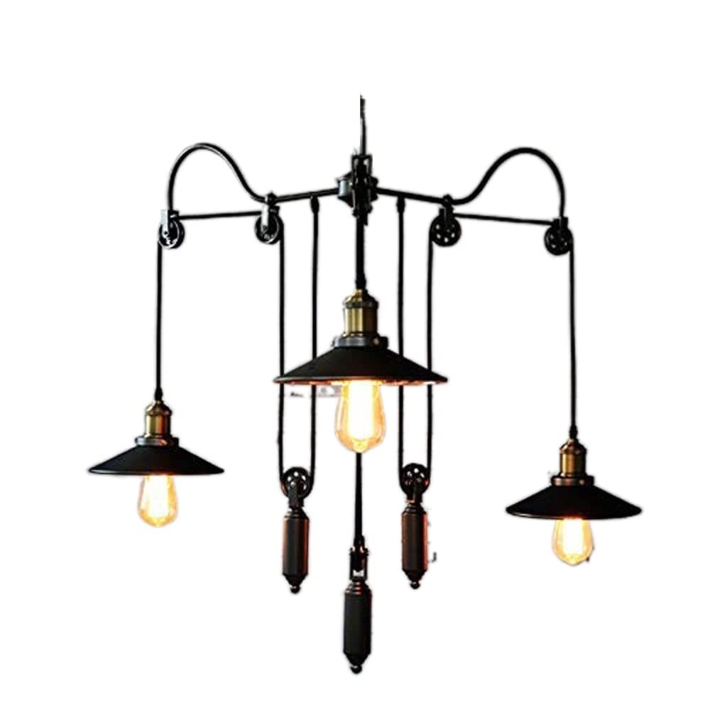Lustre rustique à poulie réglable pour illuminer chaleureusement votre salle à manger