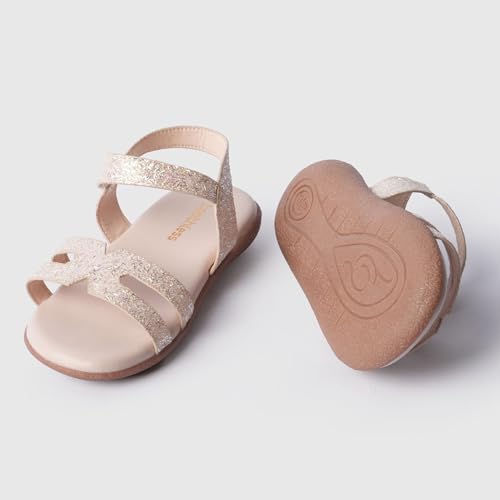 Image of toothless Girls Open Toe Sandals with Floral Applique Detail and Adjustable Ankle Strap | Cushioned Footbed and Flexible Sole | Lightweight Stylish Sandals for Girls Party and Occasion