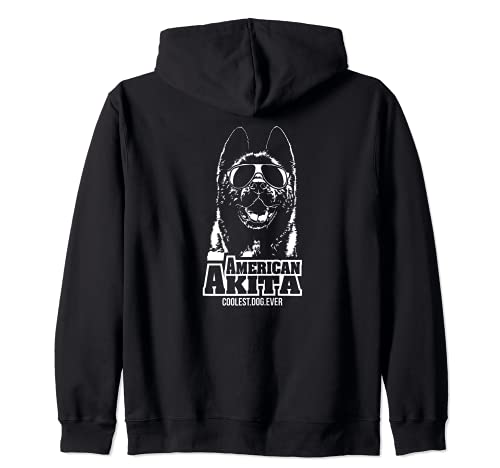 Funny Proud American Akita coolest dog ever dog saying Zip Hoodie, Black