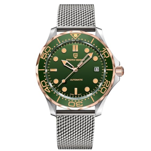 Pagani Design 007-Modell Herren-Automatikuhren, japanisches Uhrwerk, drehbare Keramiklünette, Edelstahl, wasserdicht, selbstaufziehende Armbanduhr, Armband