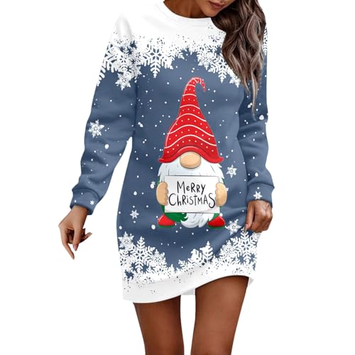 Robe confortable de Noël à manches longues et coupe fluide avec poches