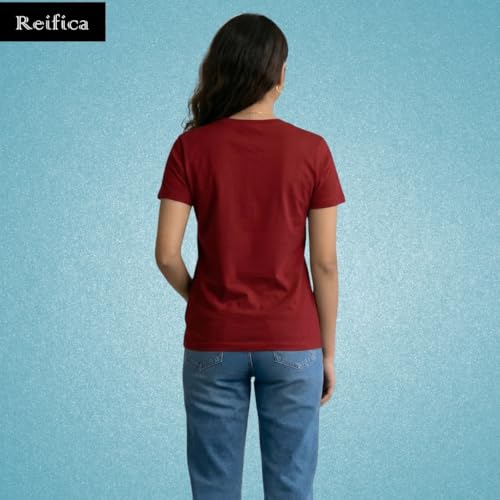 Image of Reifica Women's Plain Half Sleeve T-Shirt Combo Pack of 4