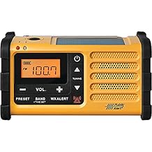 Sangean MMR-88 AM/FM/Weather+Alert Emergency Radio. Solar/Hand Crank/USB/Flashlight, Siren, Smartphone Charger yellow