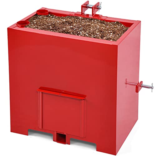 YITAMOTOR 3 Point Hitch Ballast Box, 800 lbs Tractor Ballast Box with 2'' Quick Hitch Receiver for 3 Point Category 1 Tractors, Loaders and Skid Steers, Red