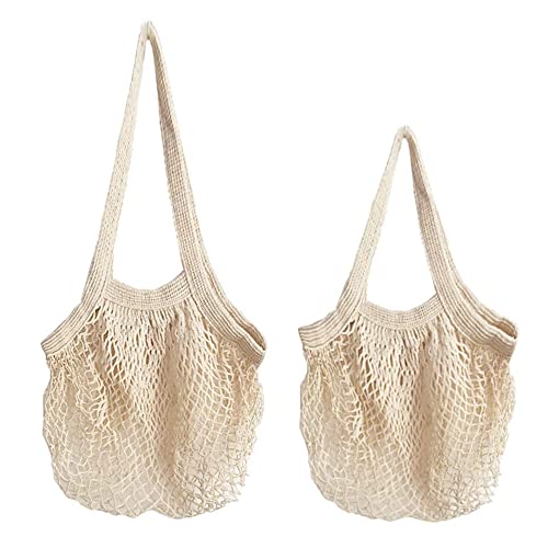 2 Piezas Bolsas de Malla Reutilizables Lavable Bolsa de Compras Bolsas Reutilizables Fruta y Verdura Bolso de compras bolso de malla Bolsa de la compra de algodón sirve como bolso o bolsa para frutas Cover