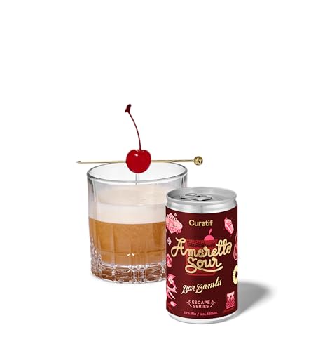 Curatif Bar Bambi Amaretto Sour - 12% ABV - Pack of 4 Ready to Serve Cocktails - 130ml each