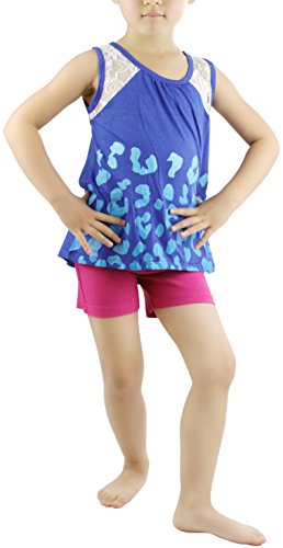 Image of ToBeInStyle Girl's Adorable Flower Print Tank Top w /Back Lace Design