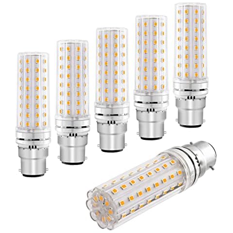 B22 LED Corn Light Bulb 12W, AC230V, Non Dimmable, 1200LM Warm White 3000K, 100W Incandescent Bulbs Equivalent, LED Corn Bulbs Bayonet B22 for Wall lamp, Chandelier, Floor lamp, Table lamp, Pack of 6 Cover
