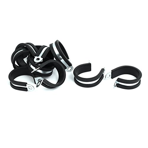 Aexit 35mm Dia Fastener Rubber Lined R Shaped Zinc Plated Pipe Clip Cable Clamp 10pcs Model:94as381qo661