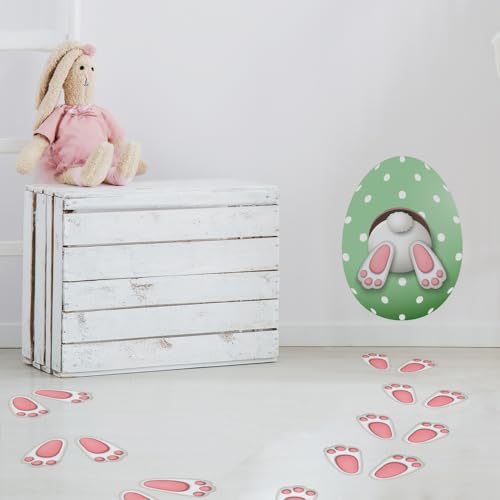 Decoração de Páscoa Adesivos Pegadas Coelho na Parede 17un