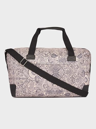 Image of ZOUK Collapsible Duffle Bag for Men and Women | Lightweight Foldable Travel Duffel Bag | Vegan Leather & Handcrafted Fabric | Water-Resistant Lining | 33L Weekend & Short Trip Bag | Colaba Shirin