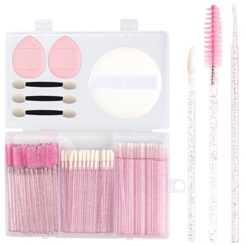 Trousse 206 pcs applicateurs maquillage jetables rose clair