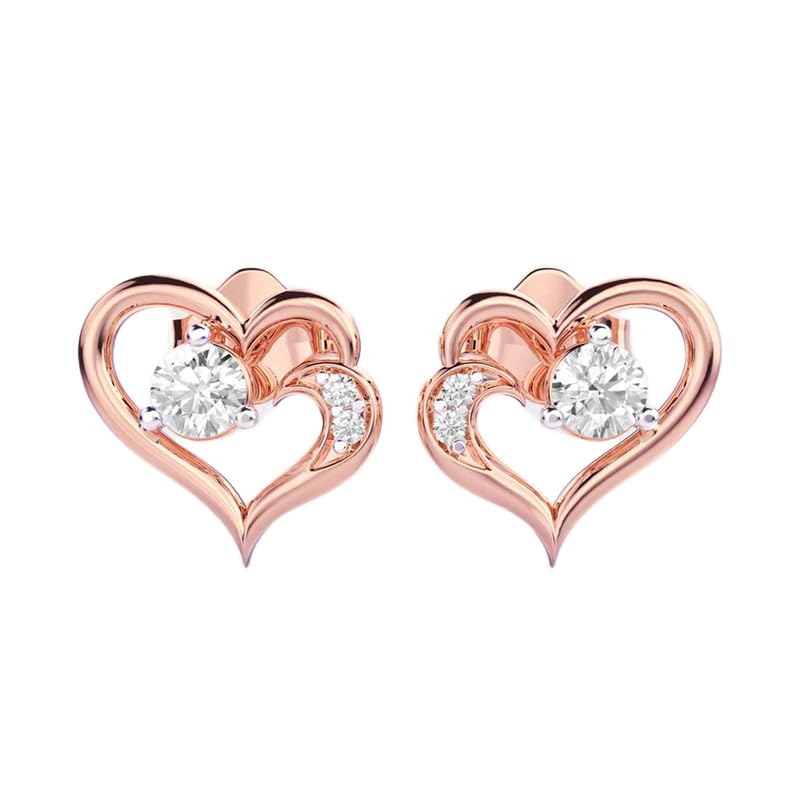 Clous d'oreilles en argent 925 plaqué or avec pierre ronde de 0.25 crt