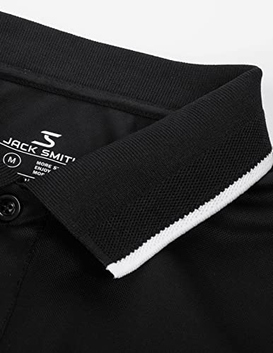 Jack Smith Polo Shirts For Men Short Sleeve Golf Tennis T-Shirt Moisture Wicking Shirts(M,Black) #TOP5