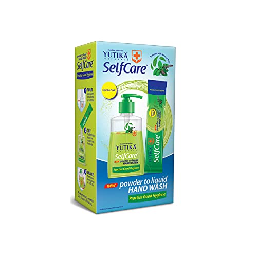 Image of Yuthika Selfcare Powder To Liquid Hand Wash Combo Pack With Empty Bottle + 10 Refill Pack Of 9Gm Each (1 Refill Makes 200ml Hand Wash)