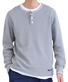 [ニッセン] Tシャツ・カットソー メンズ ヘビーウェイトワッフルヘンリーネック長袖Tシャツ【３L以上お腹ゆったり】 杢グレー 8L