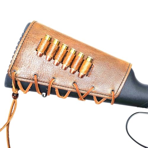 Rustic Leather Buttstock Cover with Cartridge Holders Ammo Loops for Lever Action Rifles and Shotguns Hand Made in the USA (270 Winchester, Right Handed)