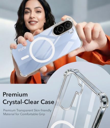 Image of Jkobi Shockproof Crystal-Clear Back Cover for Poco C81 5G (Magsafe Wireless Support | Drop & Camera Protection | Hard Polycarbonate)