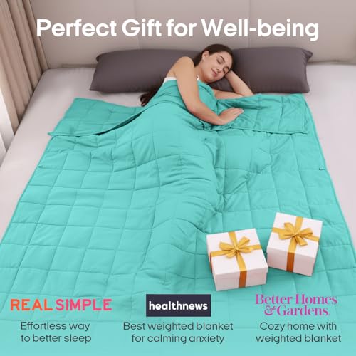 Image of ZonLi Weighted Blanket for Adults(48 inchx72 inch,15lbs, Dark Green) Twin Size High Breathability Cooling Heavy Blanket, Soft Material with Premium Glass Beads,All-Season.
